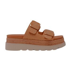 Madden Girl sz 8.5 mythical natural raffia sandals platform 90s retro buckle
